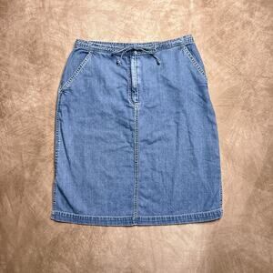 Vintage 90s Denim Old School Brand High Waisted Mini Skirt Blue Tie Waist A Line